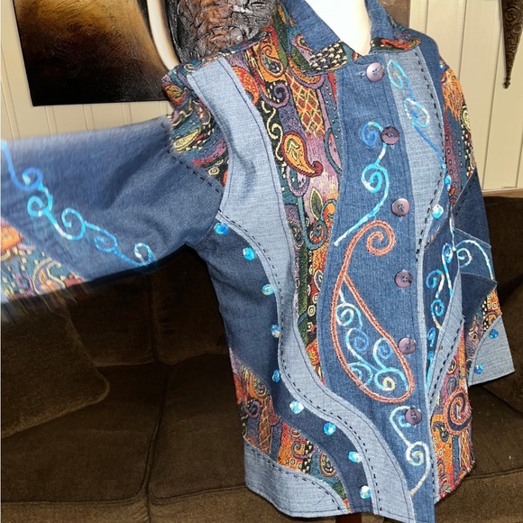 Silverstream • Vtg • Denim • Jacket • Embroidery • Paisley • One Size - Picture 14 of 16